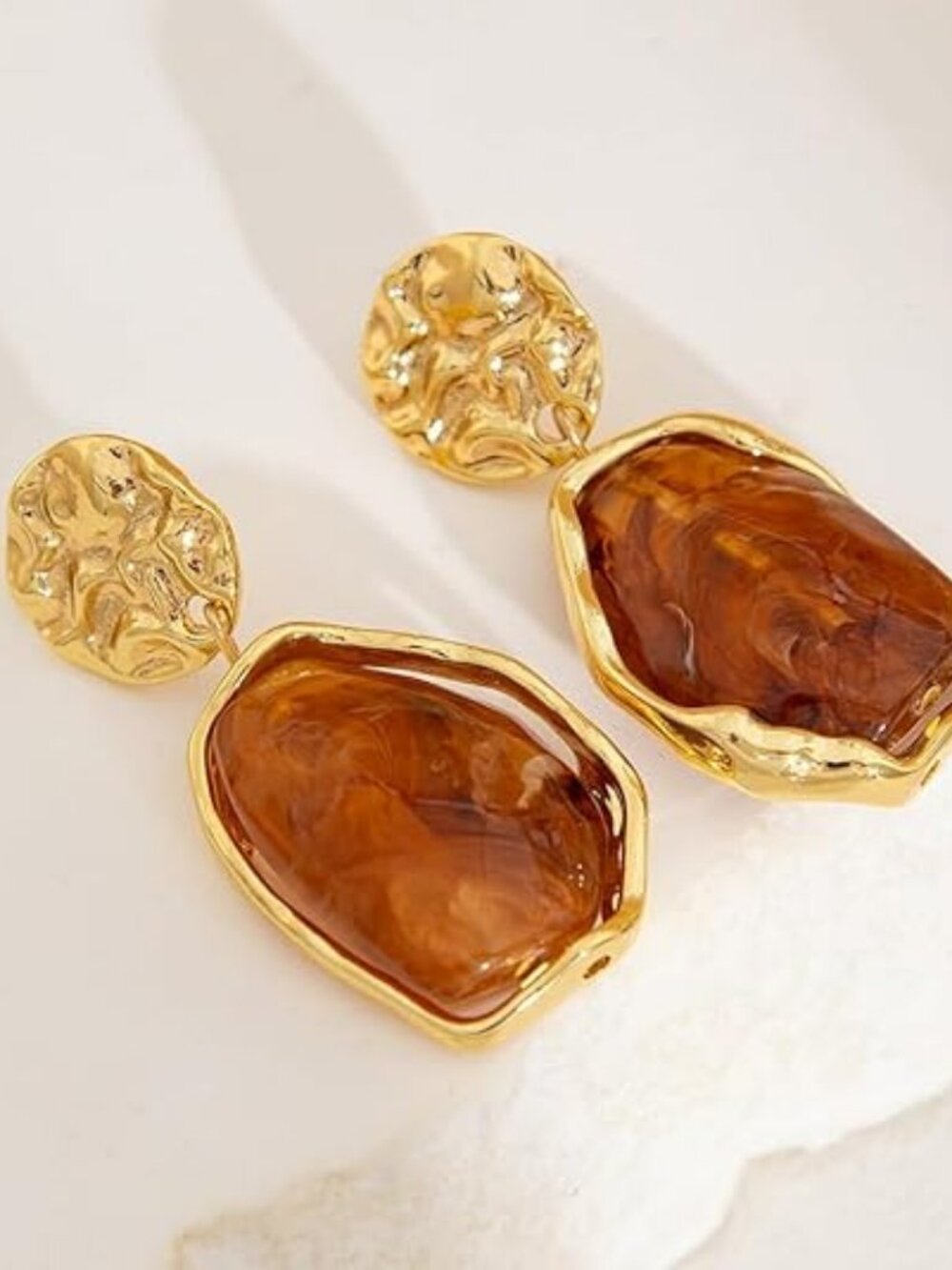 14K Gold Irregular Crystal Drop Earrings | Trendy Asymmetric Geometric